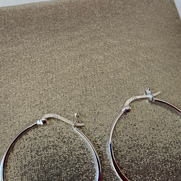 Argento Vivo Sterling Silver Large Flat Hoop Earrings - Picture 8 of 10